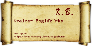 Kreiner Boglárka névjegykártya