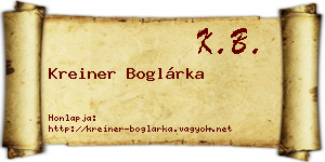 Kreiner Boglárka névjegykártya